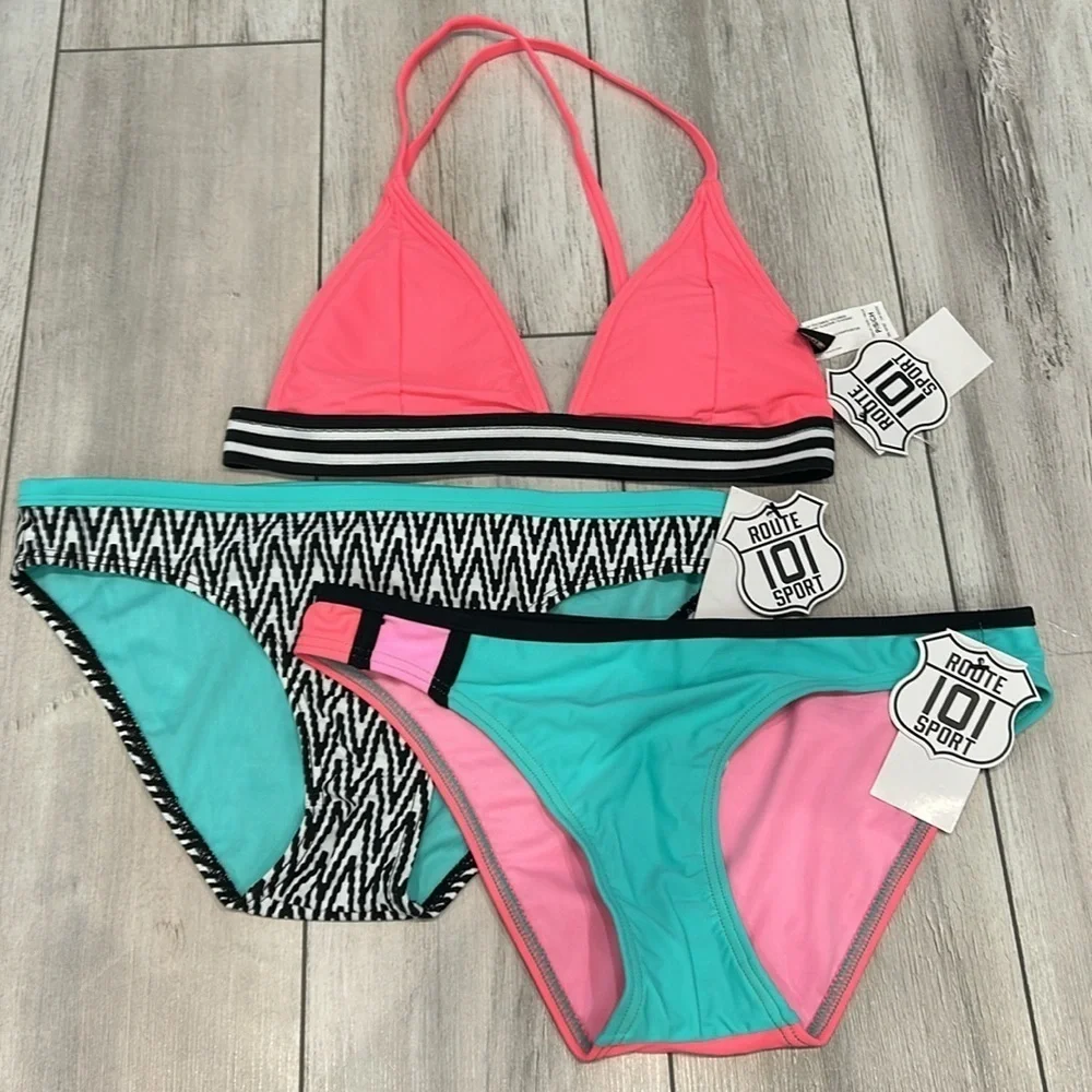 Route 101 Sport 3 piece bikini swim suit set size small
